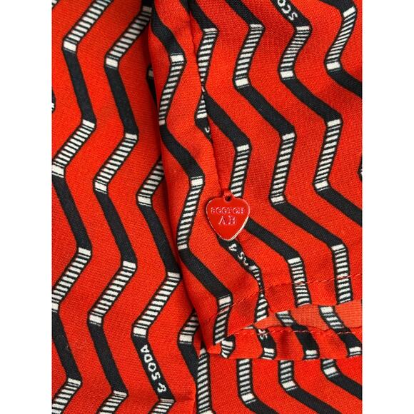 Scotch & Soda Allover Summer Shirtdress Red Black Chevron Knee Length Retro XS - Picture 7 of 11